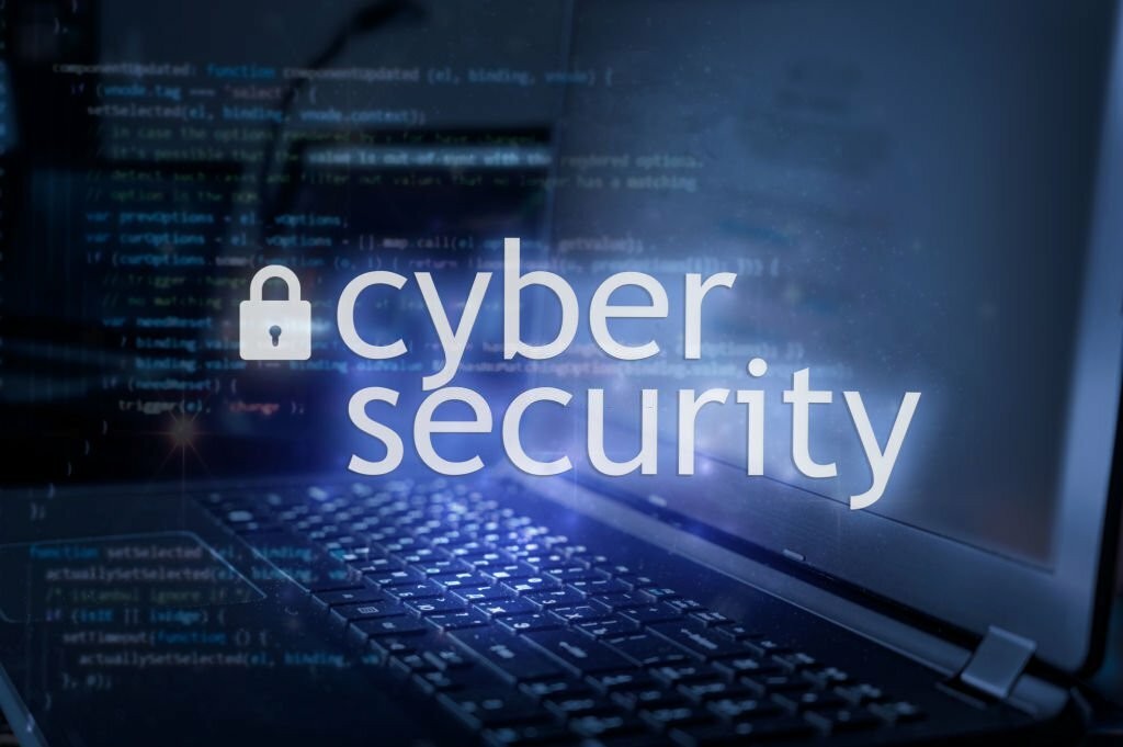 A locked digital padlock symbolizing cyber security.